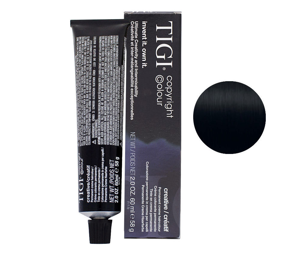 Крем-фарба для волосся 1/1 СИНЬО-ЧОРНИЙ БЛОНД TIGI COPYRIGHT COLOUR CREATIVE 1/1 BLUE BLACK 60 ml