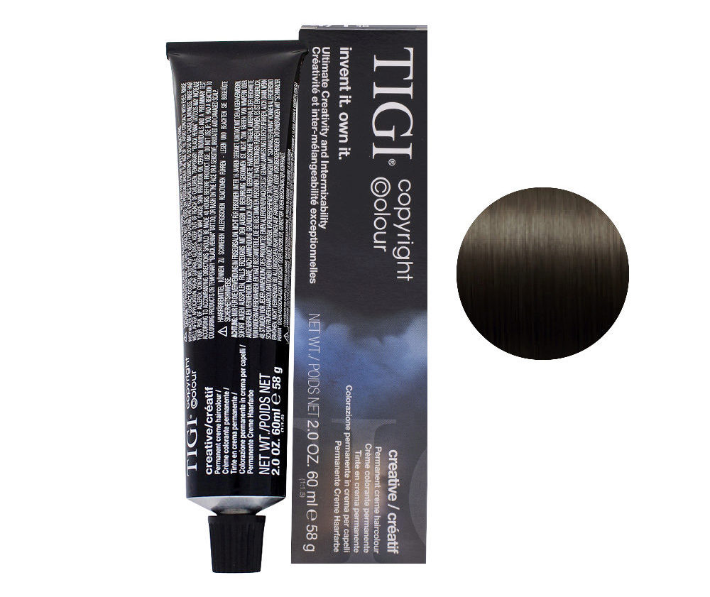 Крем-фарба для волосся 4/1 СТАЛЕВИЙ КОРИЧНЕВИЙ TIGI COPYRIGHT COLOUR CREATIVE 4/1 STEEL BRWN 60 ml